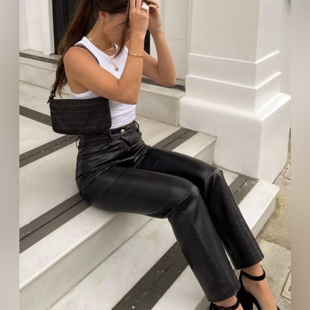 Wilfred Sleek Black Faux Leather Pants